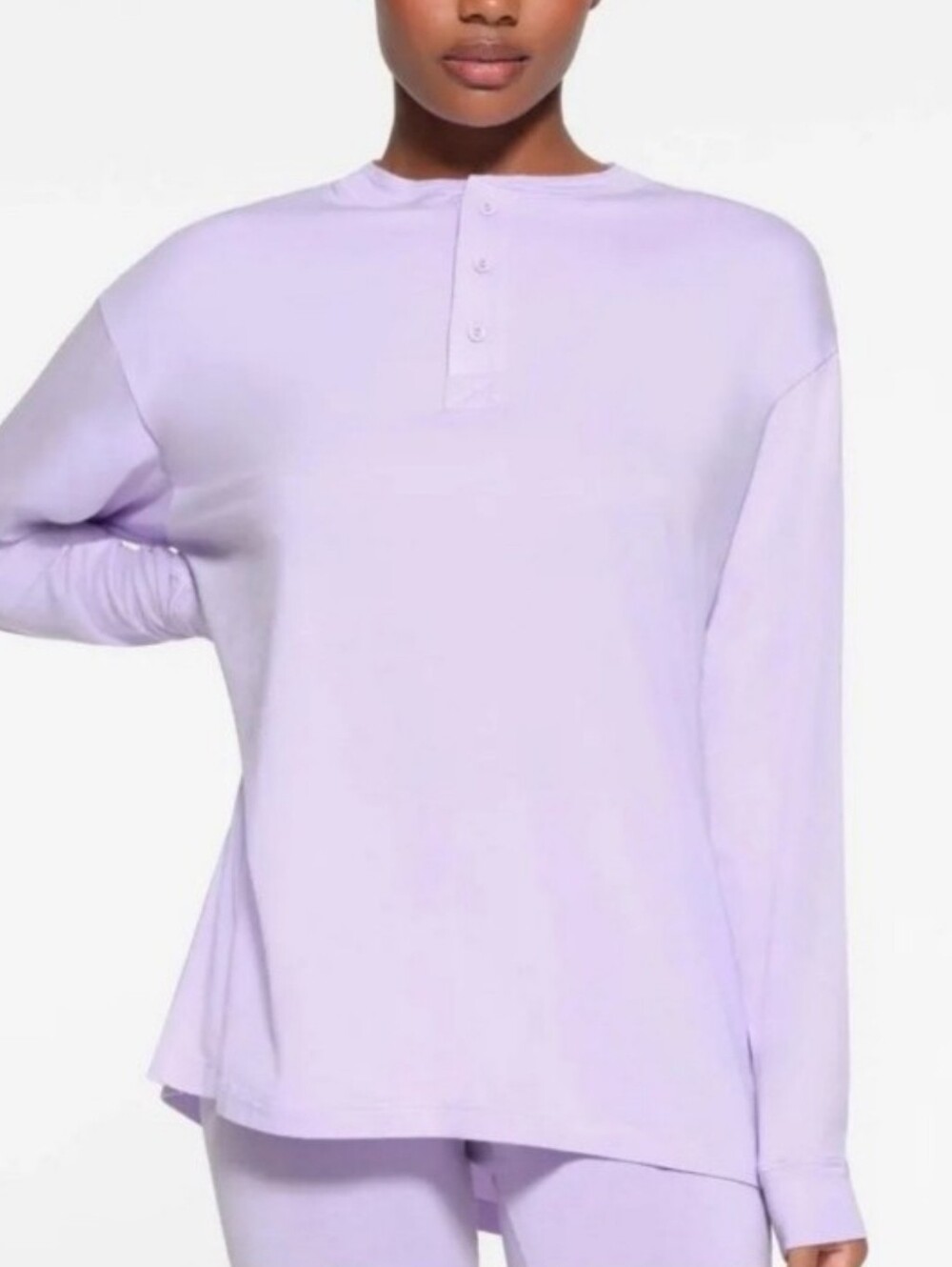 SKIMS Boyfriend Long Sleeve Henley - Lily ,- XS